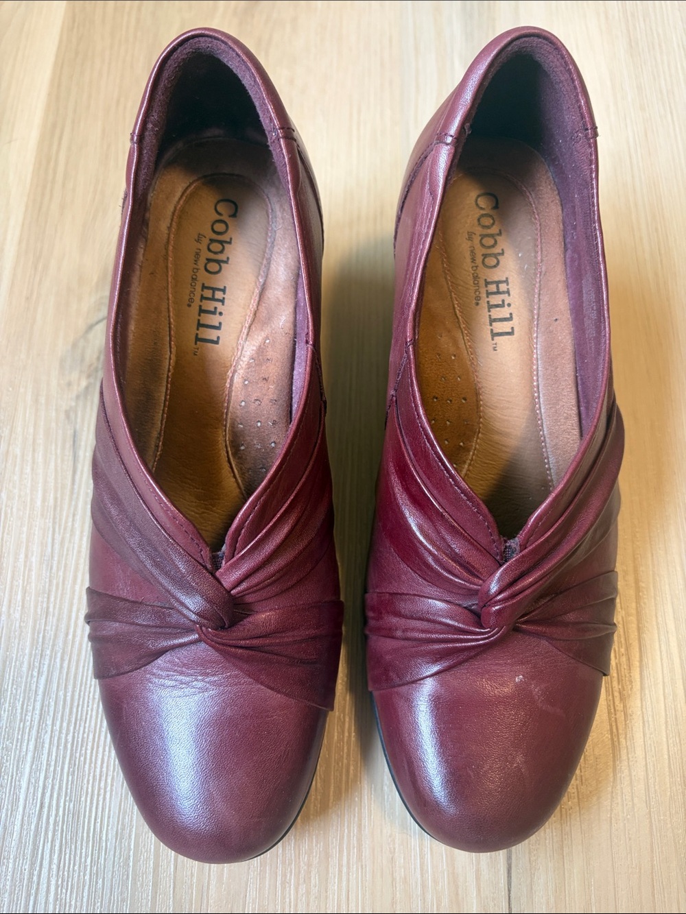 Cobb Hill by New Balance Women's Wine/Burgundy Leather Knot-Front Slip on Heels